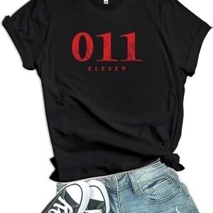 Decrum Stranger Things Eleven Graphic Tee Black Red Medium